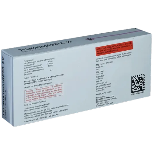 telmikind beta 50mg tablet 10's